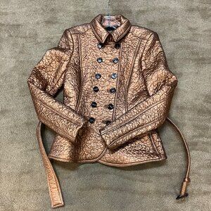 NWT Burberry Prorsum Copper Metallic Coat With Belt Size 44